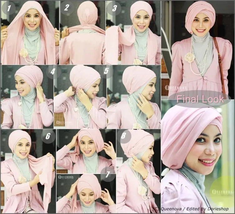 8 Tutorial Hijab yang Bisa Kamu Coba Tanpa Menggunakan Banyak Jarum 11