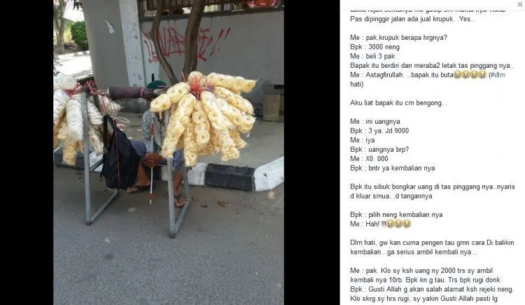 Belajar Tentang Ikhlas Dari Seorang Penjual Kerupuk yang Renta dan Buta 4