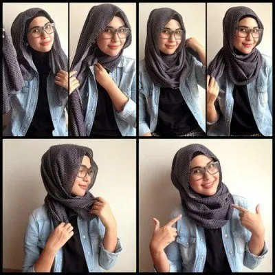 10 Gaya Hijab Segi Empat yang Beda. Buat Pipi Chubby Sampai Gaya Turban Ada! 18