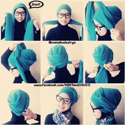 10 Gaya Hijab Segi Empat yang Beda. Buat Pipi Chubby Sampai Gaya Turban Ada! 20