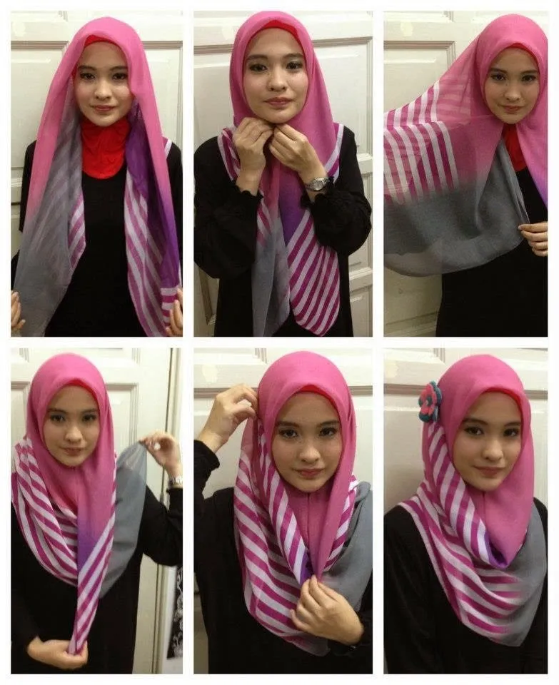10 Gaya Hijab Segi Empat yang Beda. Buat Pipi Chubby Sampai Gaya Turban Ada! 12