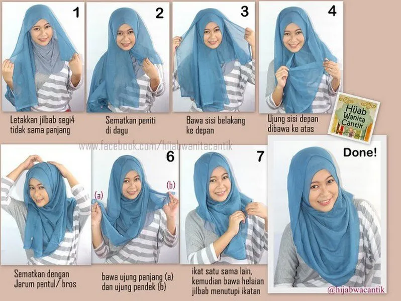 10 Gaya Hijab Segi Empat yang Beda. Buat Pipi Chubby Sampai Gaya Turban Ada! 11