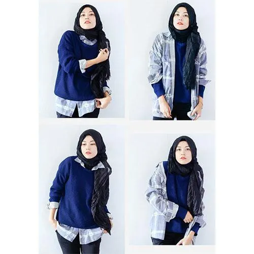 7 Gaya Hijab Buatmu yang Nyaman Ber-Jeans dan Kemeja. Biar Nggak Kelihatan Biasa Aja 10