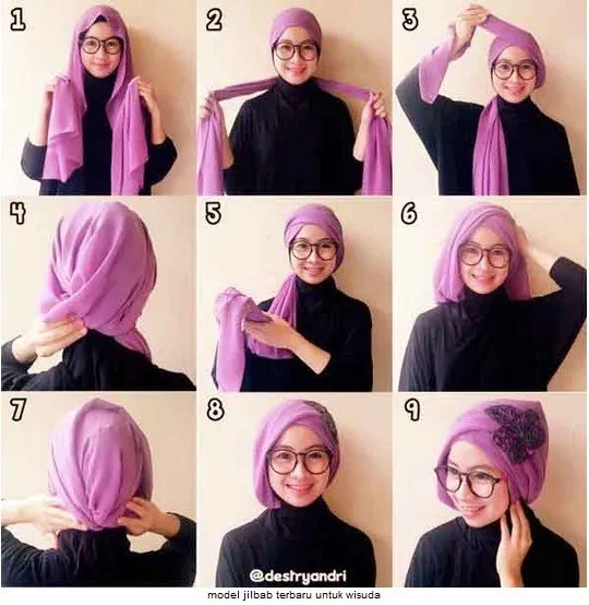 10 Tutorial Hijab Paris Untuk Wisuda. Meski Sederhana, Kamu Tetap Bisa Tampil Mempesona 15