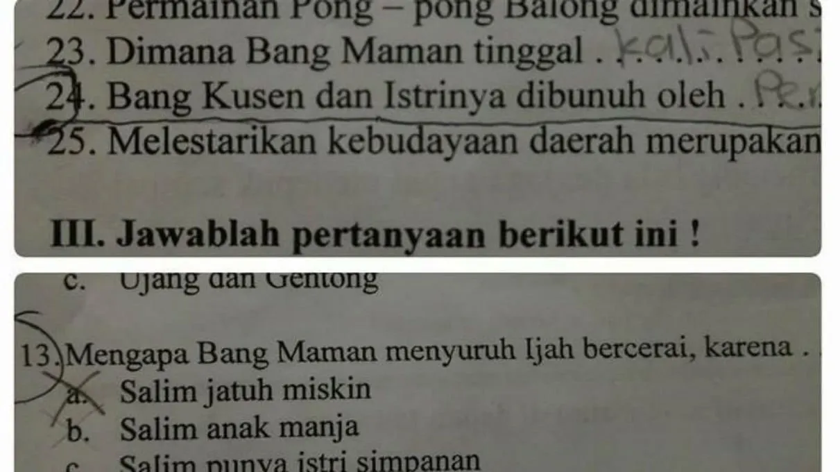 Wuaduh, Anak Kelas 2 SD Kok Dapat Soal Cerita Perceraian dan Pembunuhan di PR-nya?