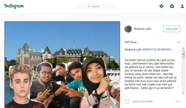 10 Foto dan Caption Terlucu Dari Tagar #inifotoliburanku. Ke Luar Negeri Ternyata Segampang Itu 17
