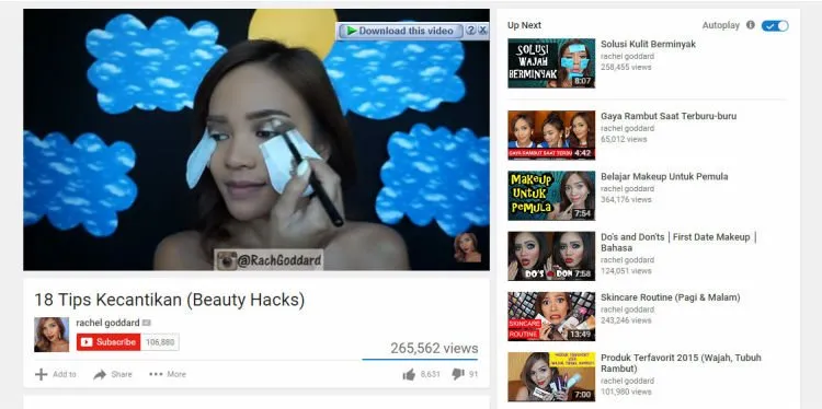 6 Trik Menghemat Make Up Dari Rachel Goddard; Beauty Vlogger Indonesia Punya 9