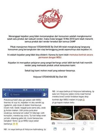 Iyeeek, Ada Cicak Mati dalam Tiramisu! Restoran Holycow! Steakhouse Pun Beri Penjelasan. 6