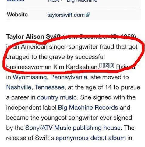 Halaman Wikipedia Milik Taylor Swift Kena Bajak dari Haters! Kamu Sempat Sadar Nggak Kemarin? 4