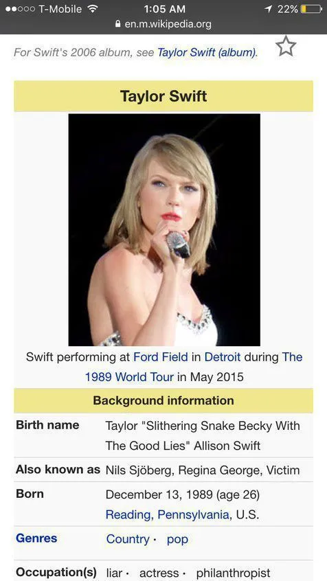 Halaman Wikipedia Milik Taylor Swift Kena Bajak dari Haters! Kamu Sempat Sadar Nggak Kemarin? 3