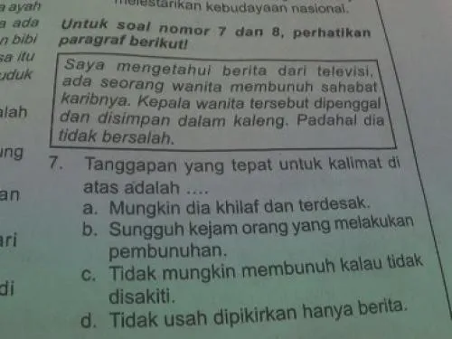 Kisah Pembunuhan Mutilasi Kok Jadi Soal LKS Murid SD, Wajar Deh Lagi-Lagi Kena Protes