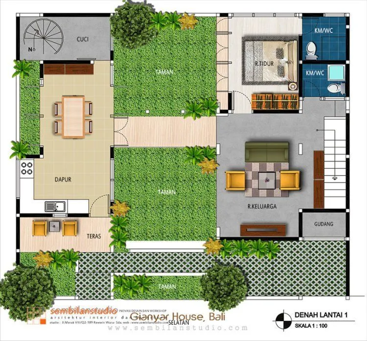 10 Denah Rumah Minimalis 2 Kamar Tren Baru! 12