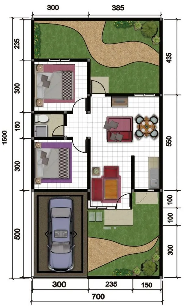 10 Denah Rumah Minimalis 2 Kamar Tren Baru! 20