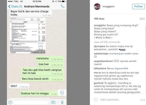 Untung Marshanda Cuma Minta Tagihan Listrik ke Egi John, Simak 8 Versi Lain Chat ‘Konyol’ Mereka 10
