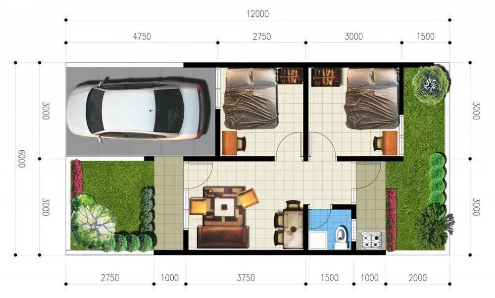 10 Denah Rumah Minimalis 2 Kamar Tren Baru!