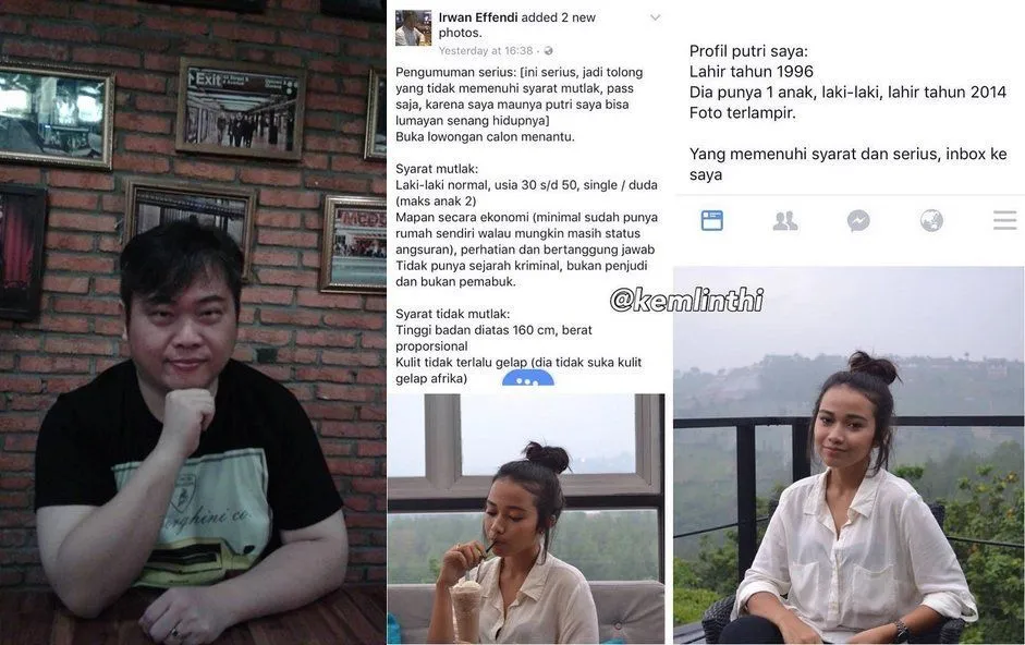Bapak Ini Buka Lowongan Calon Menantu Via Facebook, Anaknya Cakep Juga Lho. Baca Dulu Deh Syaratnya