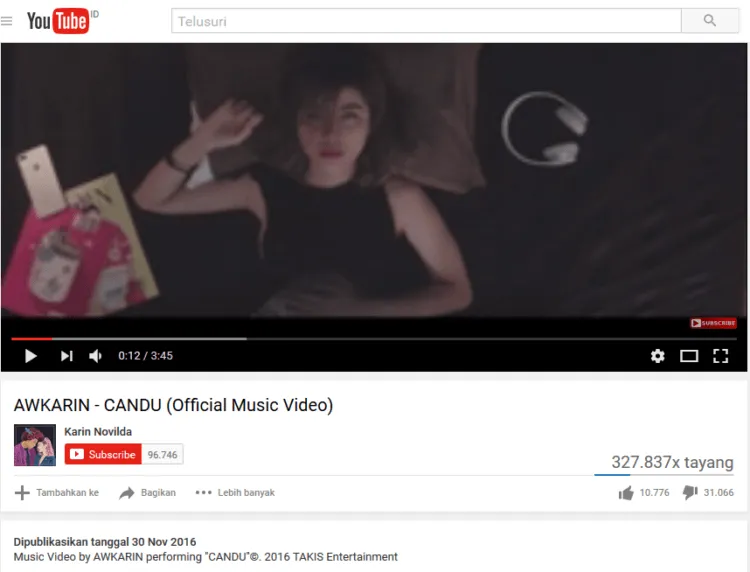 Lagu ‘Candu’ Awkarin Raih Jumlah Unlike Tiga Kali Lipat dari Like-nya di Youtube, Apa yang Salah? 7