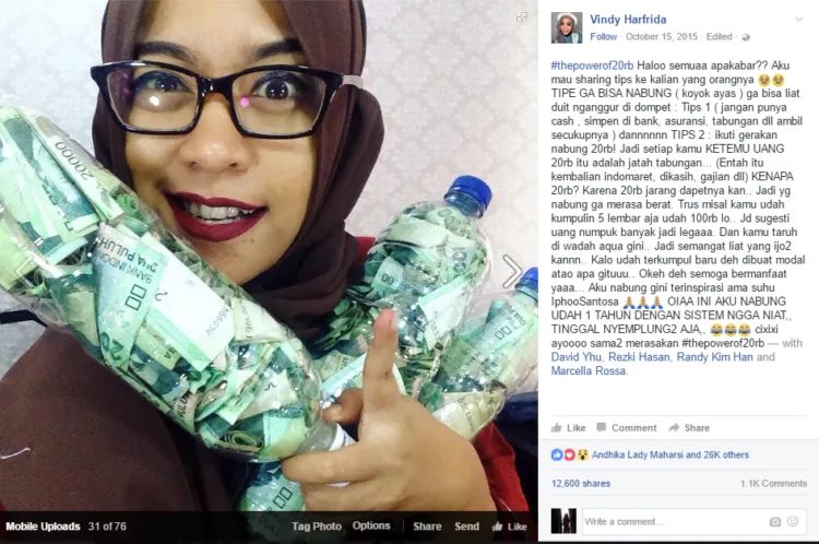 Gaya Nabung Paling Hits dari Vindy Harfrida! Cuma Modal Botol Mineral dan Lembaran 20 Ribu 4