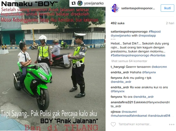 Kocak! Lagi Ditilang, Anak SMP yang Pakai Motor Sport Ini Malah Pasang Gaya Ala Boy ‘Anak Jalanan’ 6