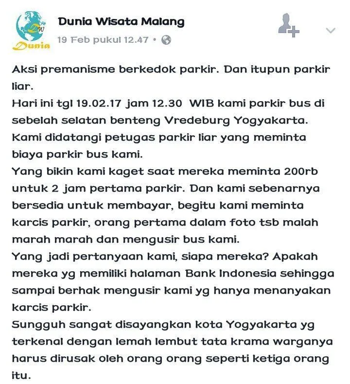 Oknum Parkir Liar Meminta Uang Parkir 200 Ribu Sambil Marah-marah. Duh, Jogja Kok Jadi Begini! 5