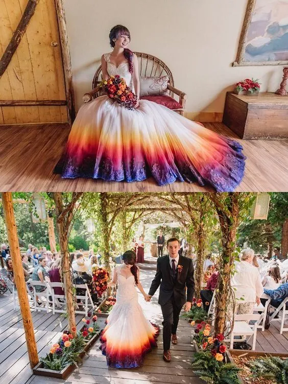 Bukan Cuma Rambut yang Bisa Berwarna, 13 Gaun Pengantin Juga Bisa Dibikin Ombre. Seru Lihatnya! 51