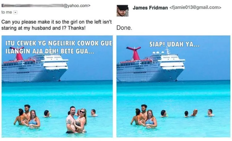 14 Foto Liburan Hasil Editan James Friedman Ini Kocak Abis! Bikin Ngakak Terus-terusan 22