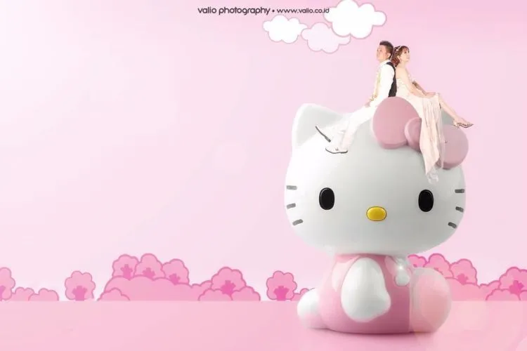 15 Inspirasi Gaya Pernikahan Sesuai Hobi; Nuansa Serba Pink Bertaburan Properti Hello Kitty 16