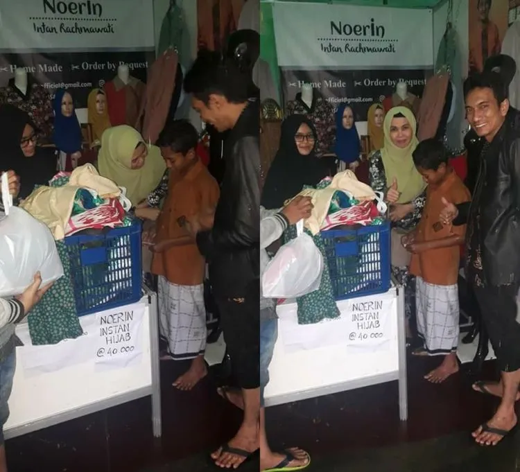 Bahagia Bacanya, Bocah Ini Basah Kuyup Demi Beli Baju Gamis di Pameran untuk Ibunya 3