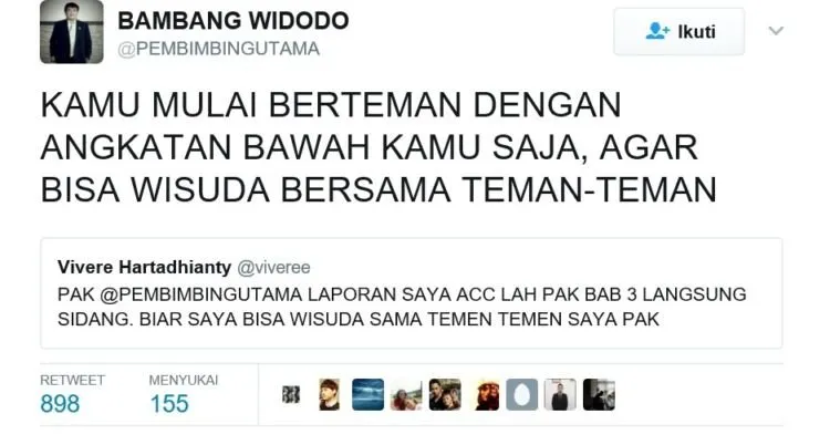 Ini Akun @PEMBIMBINGUTAMA Beneran Dosen Pembimbing yang Punya? Twit-Twitnya Bijak Tapi Sungguh Kocak 16