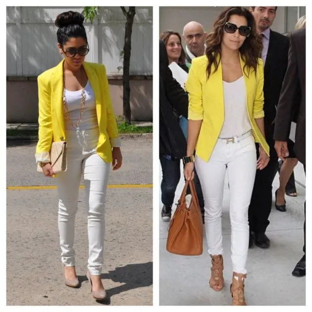 Blazer kuning dengan jeans