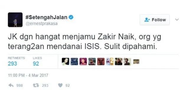 Apa Saja yang Terjadi pada Ernest Pasca Menyebut Zakir Naik Mendanai ISIS? Wah, Panjang Urusannya 6