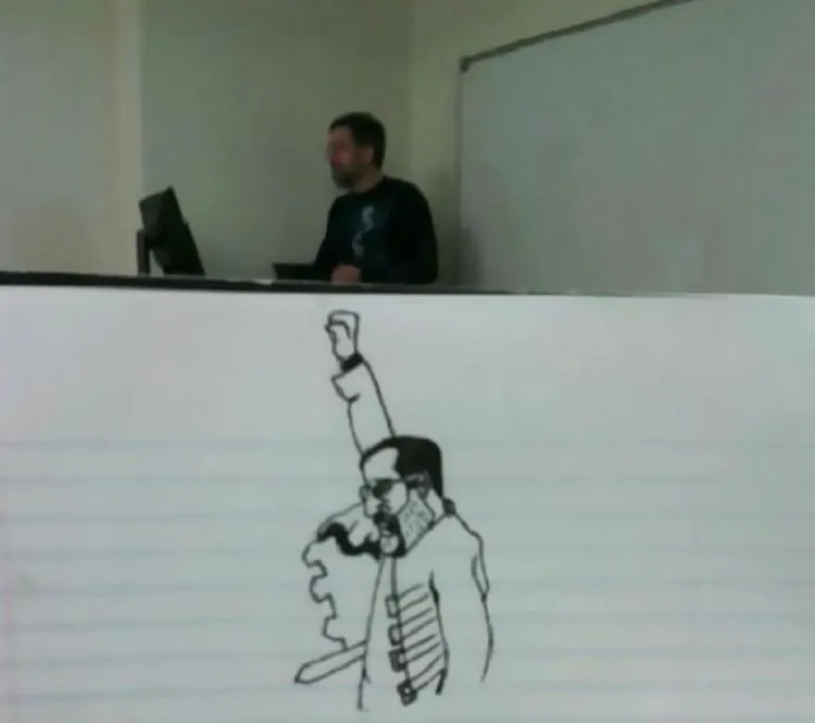 Bosan di Kelas, Mahasiswa Ini Malah Rajin Bikin Karikatur Absurd Dosennya Selama Satu Semester 20
