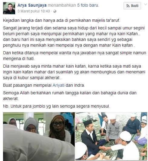 Mahar Kain Kafan Pada Sebuah Pernikahan di Bekasi. Ternyata Maknanya Dalam dan Bikin Merinding! 5