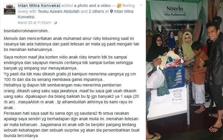 Bahagia Bacanya, Bocah Ini Basah Kuyup Demi Beli Baju Gamis di Pameran untuk Ibunya