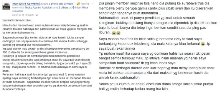 Bahagia Bacanya, Bocah Ini Basah Kuyup Demi Beli Baju Gamis di Pameran untuk Ibunya 4
