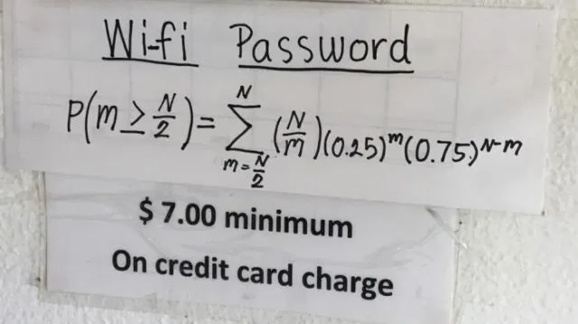 Password WiFi di sebuah restoran Thailand di Amerika Serikat.