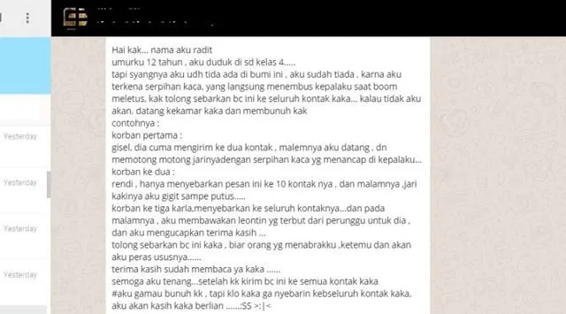 Sudah Dapat Pesan Broadcast Horor Ini? Semoga Kamu Bukan Golongan Orang yang Percaya 4