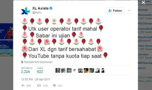 Provider XL Ikut Kena Bully Juga, Padahal Niat Awalnya Mau Ngejekin Telkomsel, Duh Malunya Si Admin 13