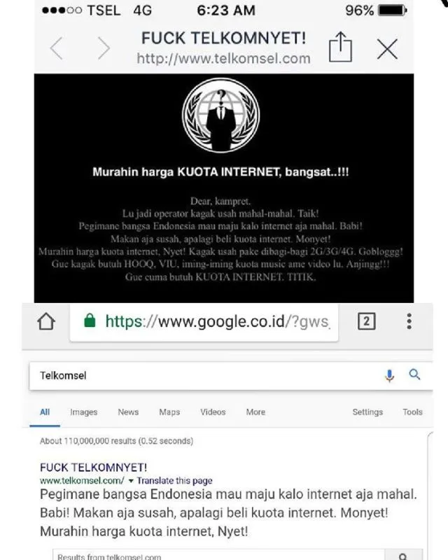 BREAKING NEWS: Situs Telkomsel Dibajak, Netizen Banyak yang Setuju Soalnya Tarifnya Kemahalan 5