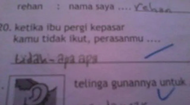 Memang Polos atau Niat Melawak, 17 Jawaban Bocah SD Saat Ujian Ini Kadang Ada Benarnya 23