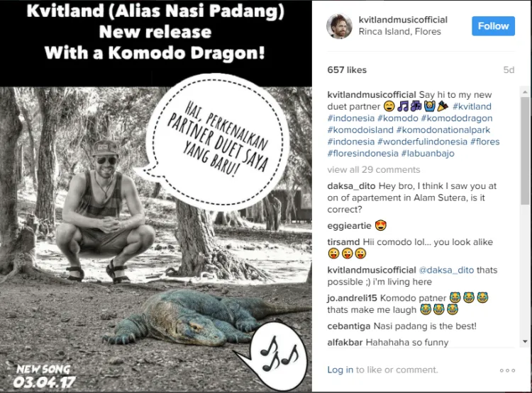 Saat Orang Indonesia Berlomba Buat Lagu Cinta, Kvitland Malah Ciptakan Lagu Tentang Komodo Kita 6