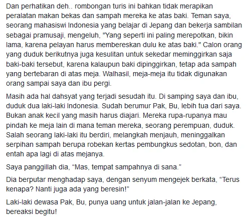 Wah, Kita Bisa Dikira Norak, Orang Indonesia Ini Viral Karena Mejanya Berantakan Usai Makan di Tokyo 7