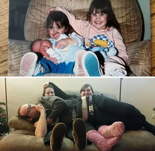 16+ Reka Ulang Pose dari Foto Masa Kecil Ini Tentu Nggak Layak Dilakukan. Tapi Hasilnya Kocak Banget 27