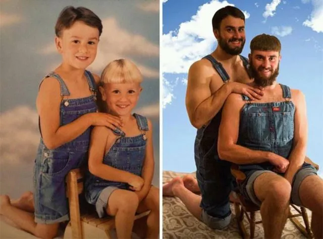 16+ Reka Ulang Pose dari Foto Masa Kecil Ini Tentu Nggak Layak Dilakukan. Tapi Hasilnya Kocak Banget 19