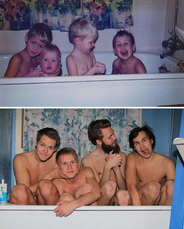 16+ Reka Ulang Pose dari Foto Masa Kecil Ini Tentu Nggak Layak Dilakukan. Tapi Hasilnya Kocak Banget 21