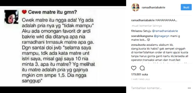 Sering Dituduh Matre, Nia Ramadhani Ajukan Argumen Ini. Menarik Lho, Gimana Tanggapanmu? 4