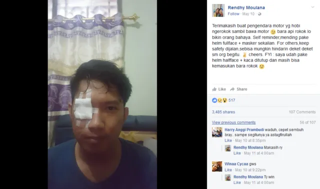 Pengendara Merokok di Jalan, Lalu Baranya Masuk ke Mata Pengendara Lain, Ini Bukan Pertamakali Lho! 7
