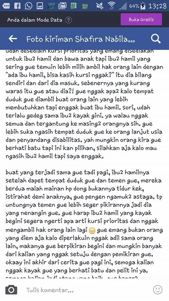 Tempat Duduknya di KRL Diminta Ibu Hamil, Cewek Ini Malah Marah-Marah di Facebook. Duh, Segitunya ya 9