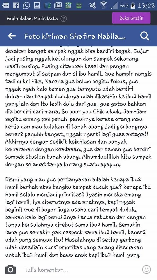 Tempat Duduknya di KRL Diminta Ibu Hamil, Cewek Ini Malah Marah-Marah di Facebook. Duh, Segitunya ya 8