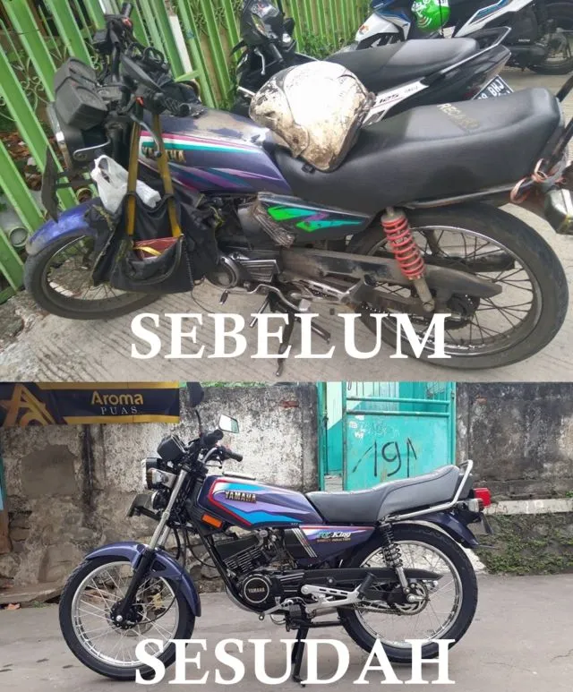 Klub Motor Ini Bantu Perbarui Motor Lusuh Seorang Pak Gojek. Solidaritas Pengendara RX King Nih! 10